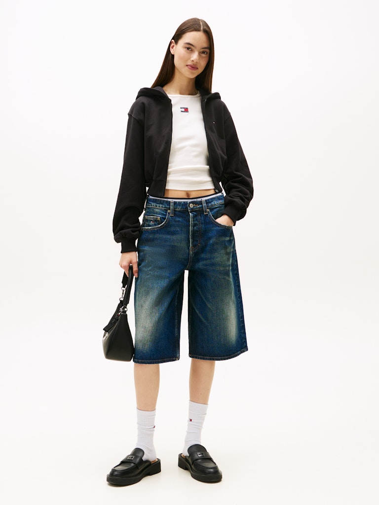 Tommy Hilfiger Kadın Tam Fermuar Kapşonlu Siyah Sweatshirt