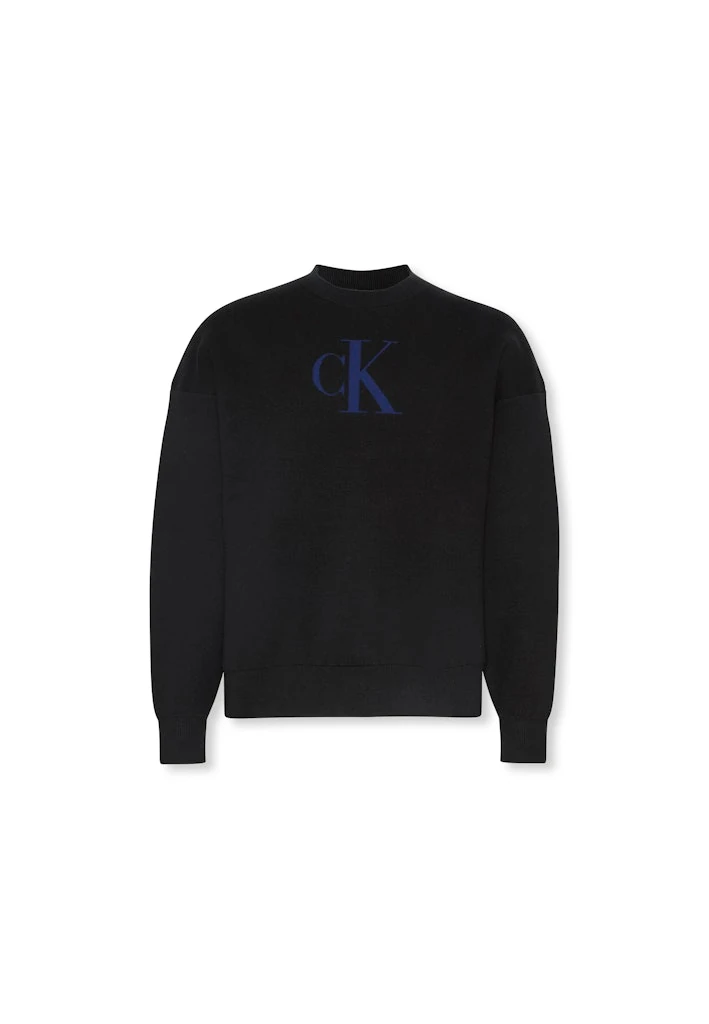 Calvin Klein Erkek Siyah O Yaka Logolu Triko