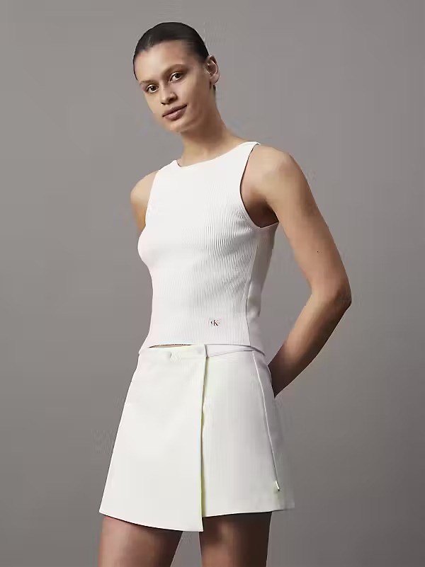 Calvin Klein Beyaz Kadın Düz Etek - J20J224863YBI