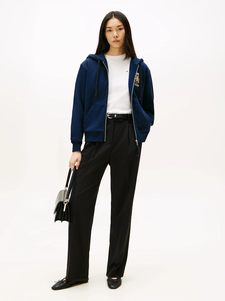 Tommy Hilfiger Kadın Lacivert Fermuarlı Kapşonlu Sweatshirt