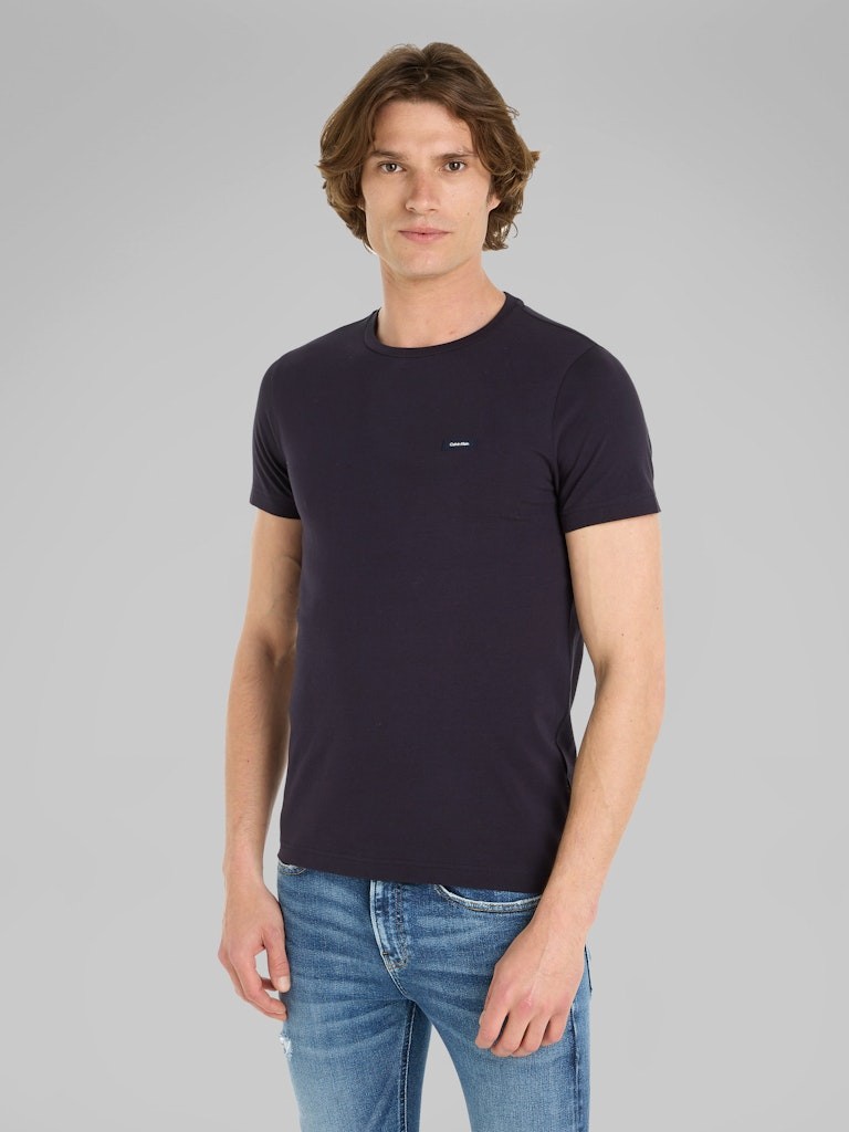 Calvin Klein Pamuklu Slim Fit Bisiklet Yaka Erkek Lacivert T-Shirt