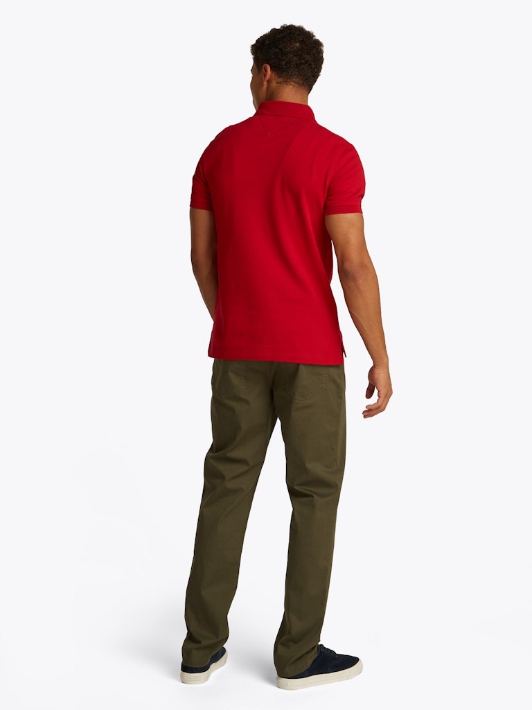 Tommy Hilfiger Organik Pamuk Kırmızı Erkek Kısa Kollu Düğmeli Polo Yaka T-Shirt
