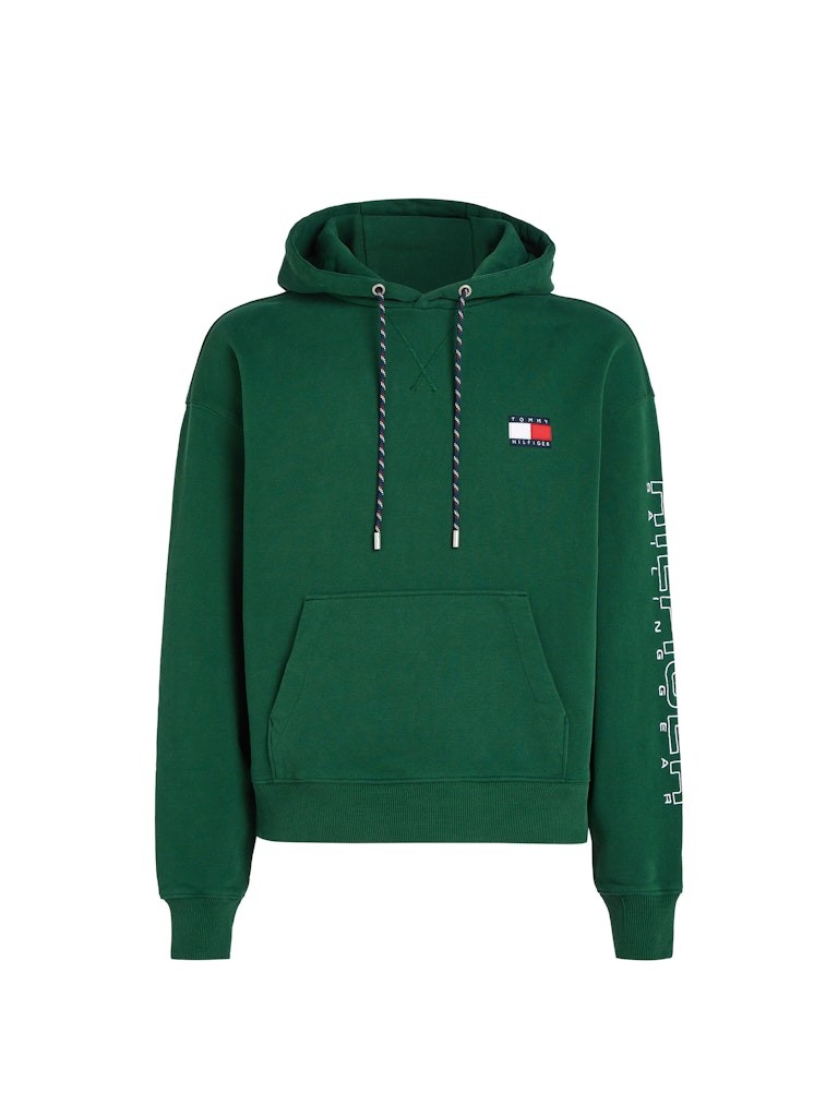 Tommy Hilfiger Pamuk Yeşil Erkek Kapşonlu Yelkenci Sweatshirts - MN0MN00019L6K