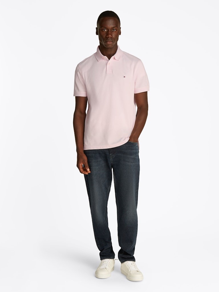 Tommy Hilfiger Organik Pamuk PEMBE Erkek Kısa Kollu Düğmeli Polo Yaka T-Shirt - MW0MW17770TOG