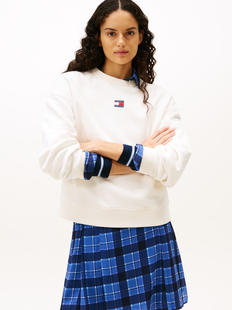 Tommy Hilfiger Kadın O Yaka Ekru Sweatshirt
