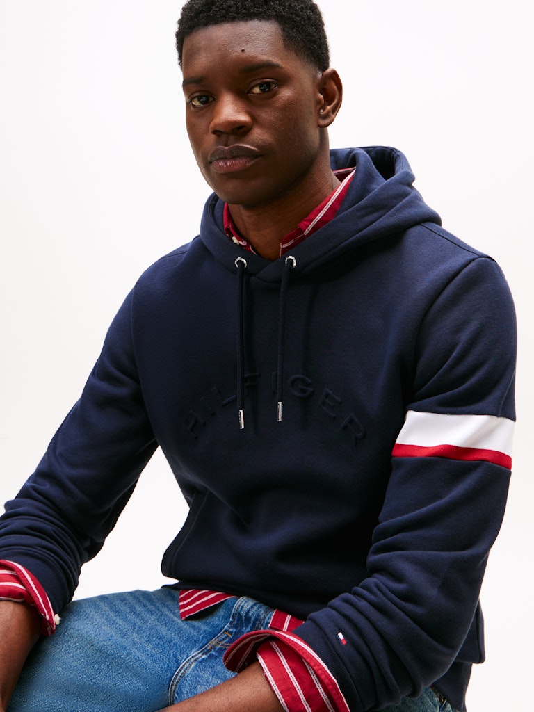 Tommy Hilfiger Erkek Kapşonlu Lacivert Sweatshirt