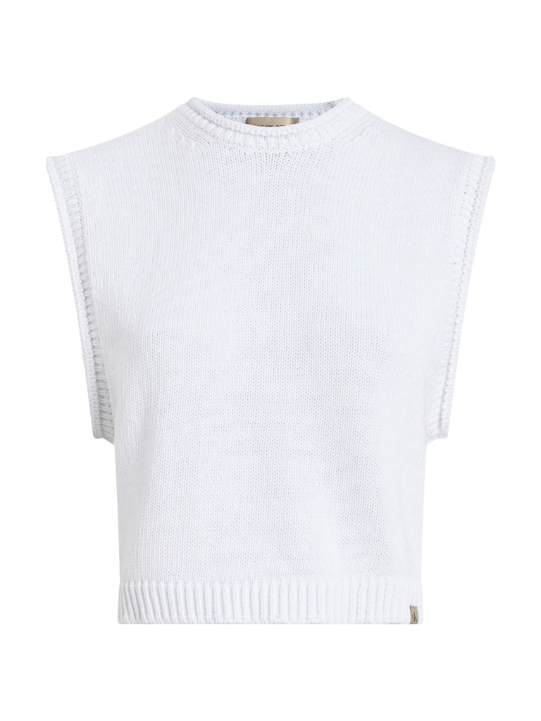 Calvin Klein Organik Pamuk Beyaz Kadın Kolsuz Triko - J20J225226YAA