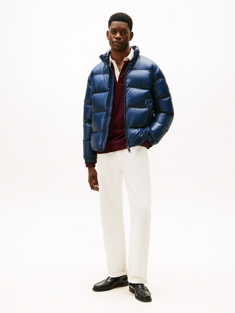 Tommy Hilfiger Erkek Kaz Tüyü Lacivert Puffer Mont