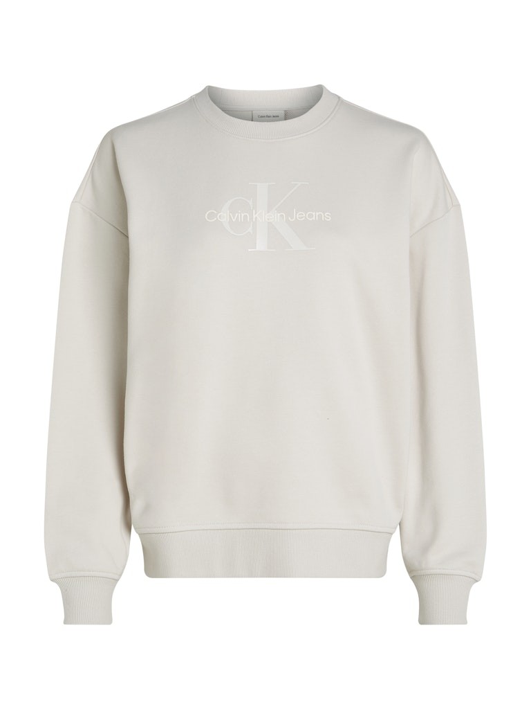 Calvin Klein Jeans Ekru Kadın Bisiklet Rahat Baskılı Sweatshirt - J20J224724PDH