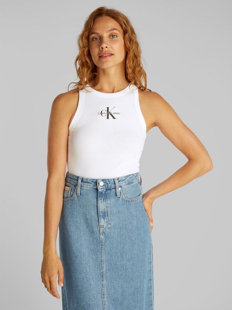 Calvin Klein Rejeneratif Pamuk Beyaz Kadın Kolsuz T-shirt - J20J225301YAA