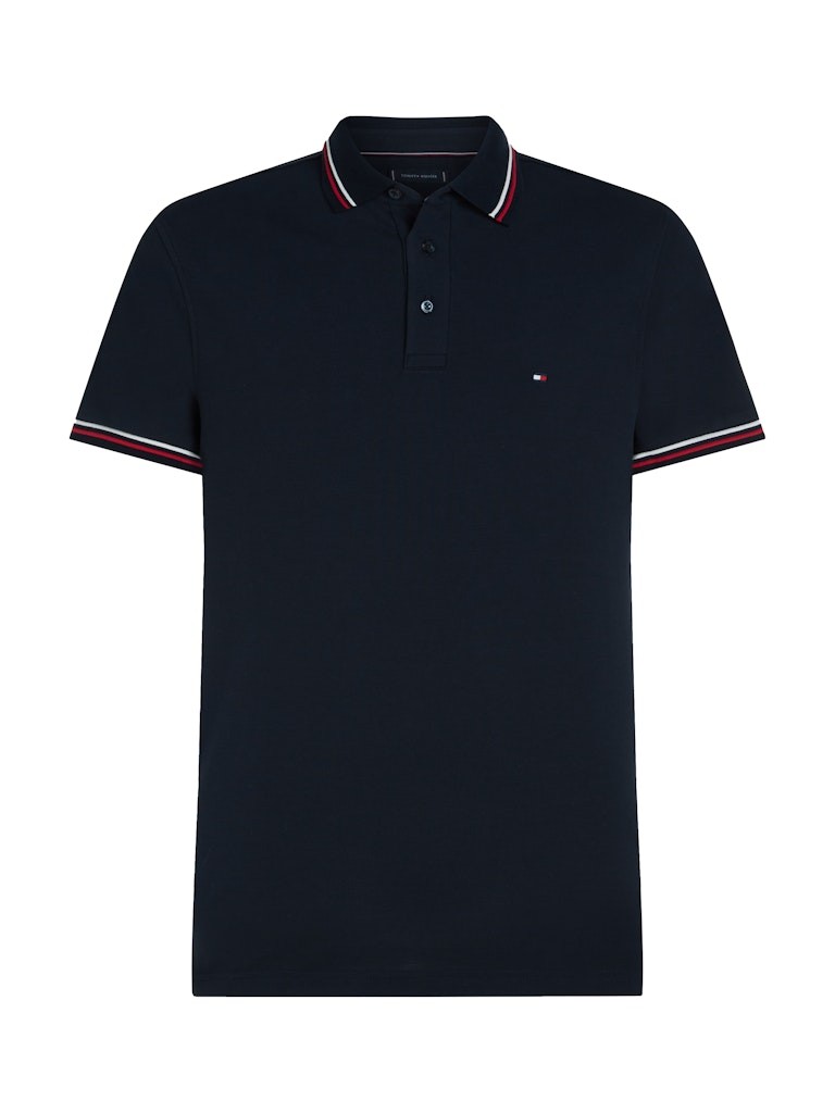 Tommy Hilfiger Pamuk Lacivert Erkek Kısa Kollu Düğmeli Polo Yaka T-Shirt - MW0MW37346DW5