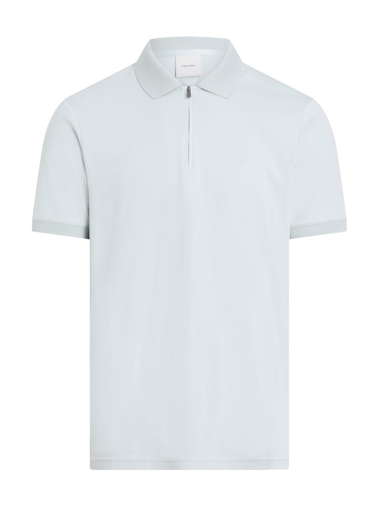Calvin Klein Organik Pamuk Gri Erkek Kısa Kollu Fermuarlı Polo Yaka T-Shirt - K10K112754PFH