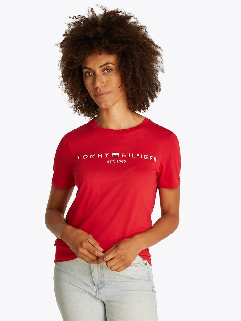 Tommy Hilfiger Rejeneratif Pamuk Kırmızı Kadın Kısa Kollu T-Shirt - WW0WW40276XLG