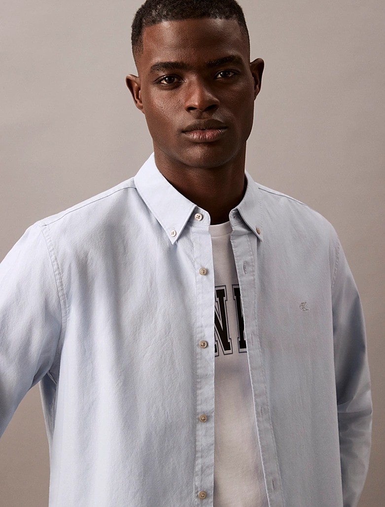 Calvin Klein Oxford Gri Erkek Uzun Kollu Gömlek - LV040EM12524Q