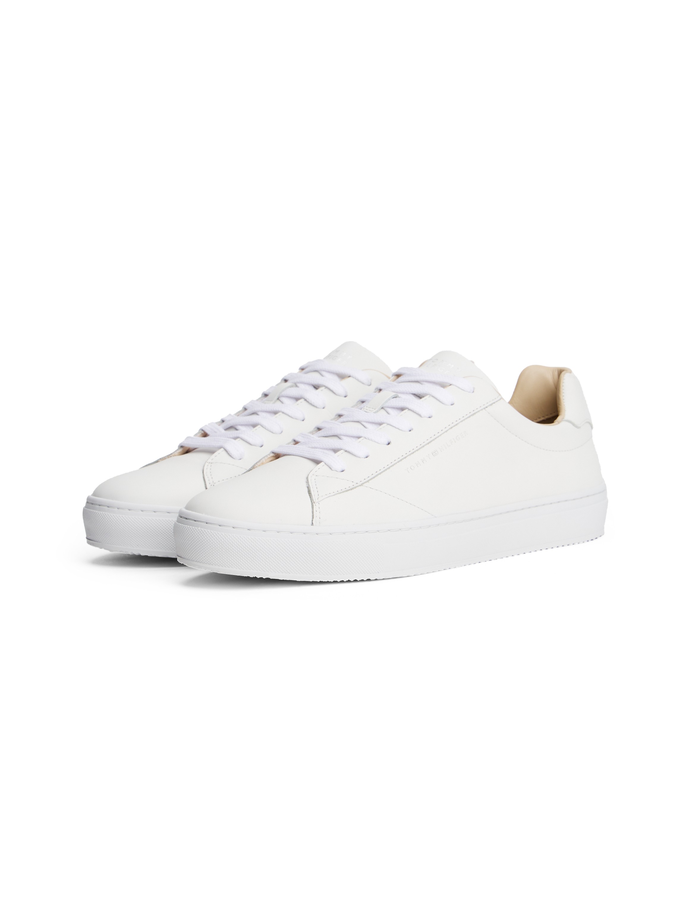 Tommy Hilfiger Deri Beyaz Erkek Kısa Taban Sneakers - FM0FM05412YBS