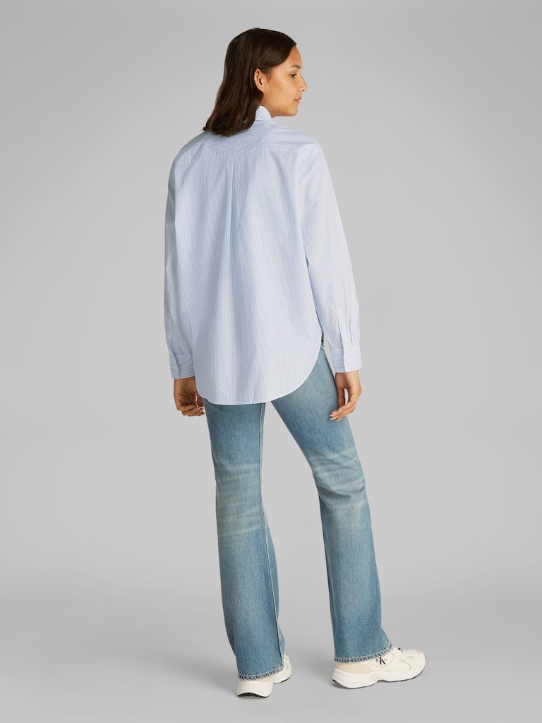 Calvin Klein Pamuk Mavi Kadın Uzun Kollu Gömlek - J20J2244360K6