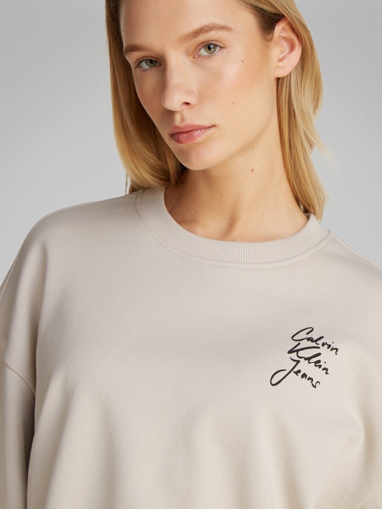 Calvin Klein Pamuk Gri Kadın O Yaka Sweatshirts - J20J224743PDH