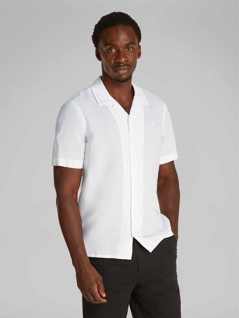 Calvin Klein Keten Beyaz Erkek Kısa Kollu Gömlek - K10K114197YAA