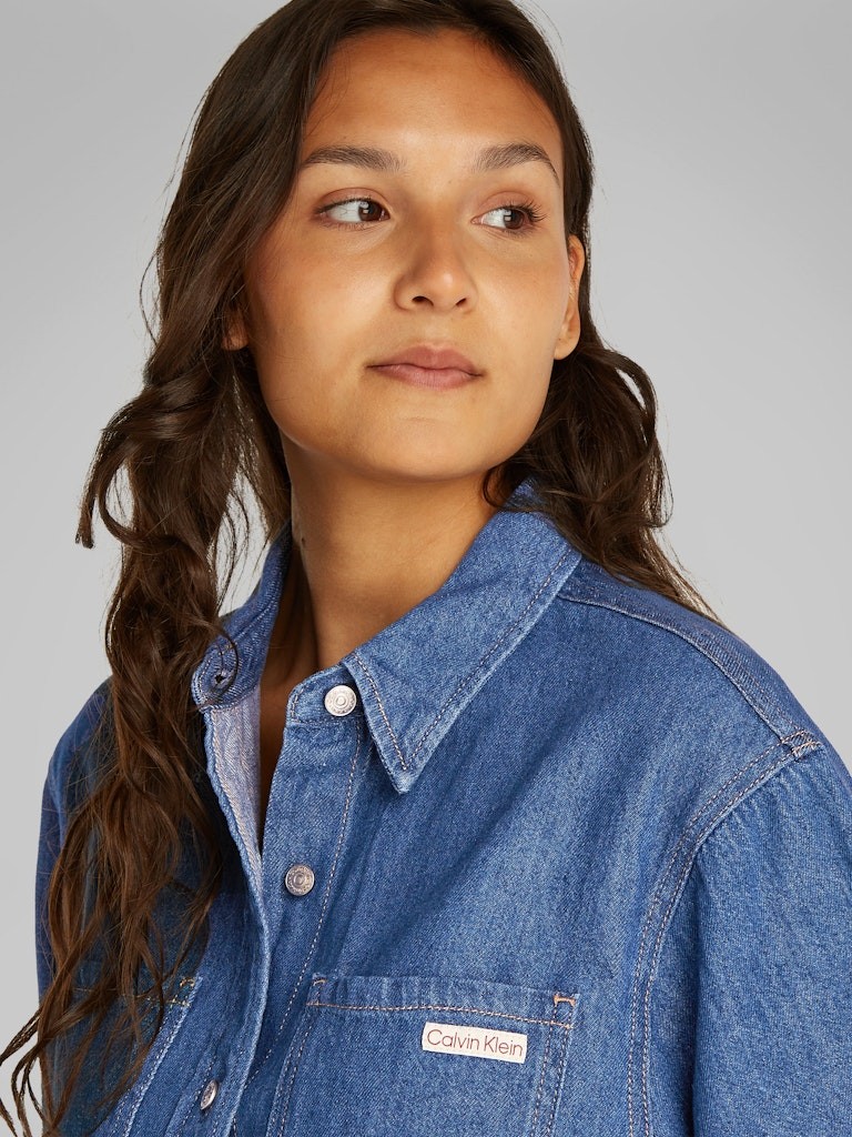 Calvin Klein Denim Mavi Kadın Kısa Kollu Elbise - J20J2251691A4