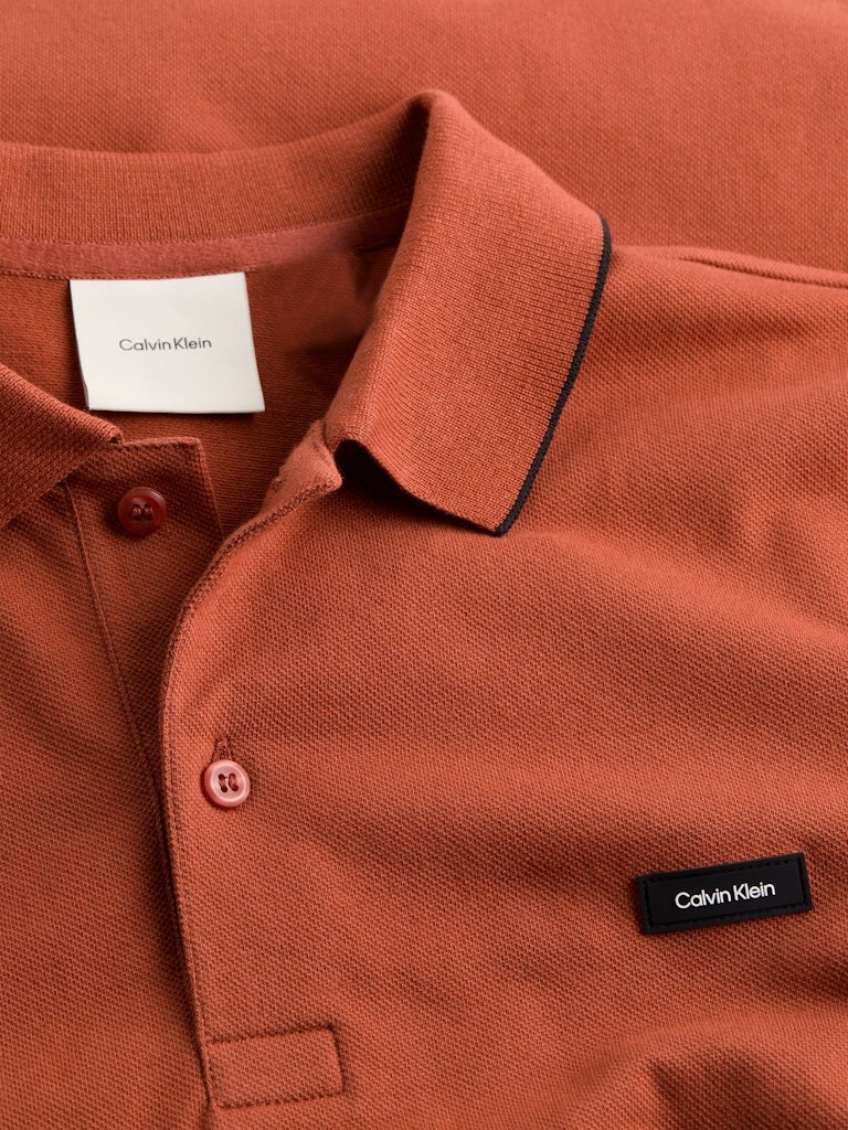 Calvin Klein Organik Pamuk Kırmızı Erkek Kısa Kollu Düğmeli Polo Yaka T-Shirt - K10K112751XAH