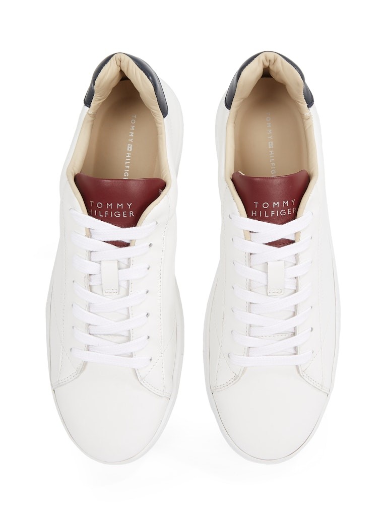 Tommy Hilfiger Deri Beyaz Erkek Kısa Taban Sneakers - FM0FM054120K5