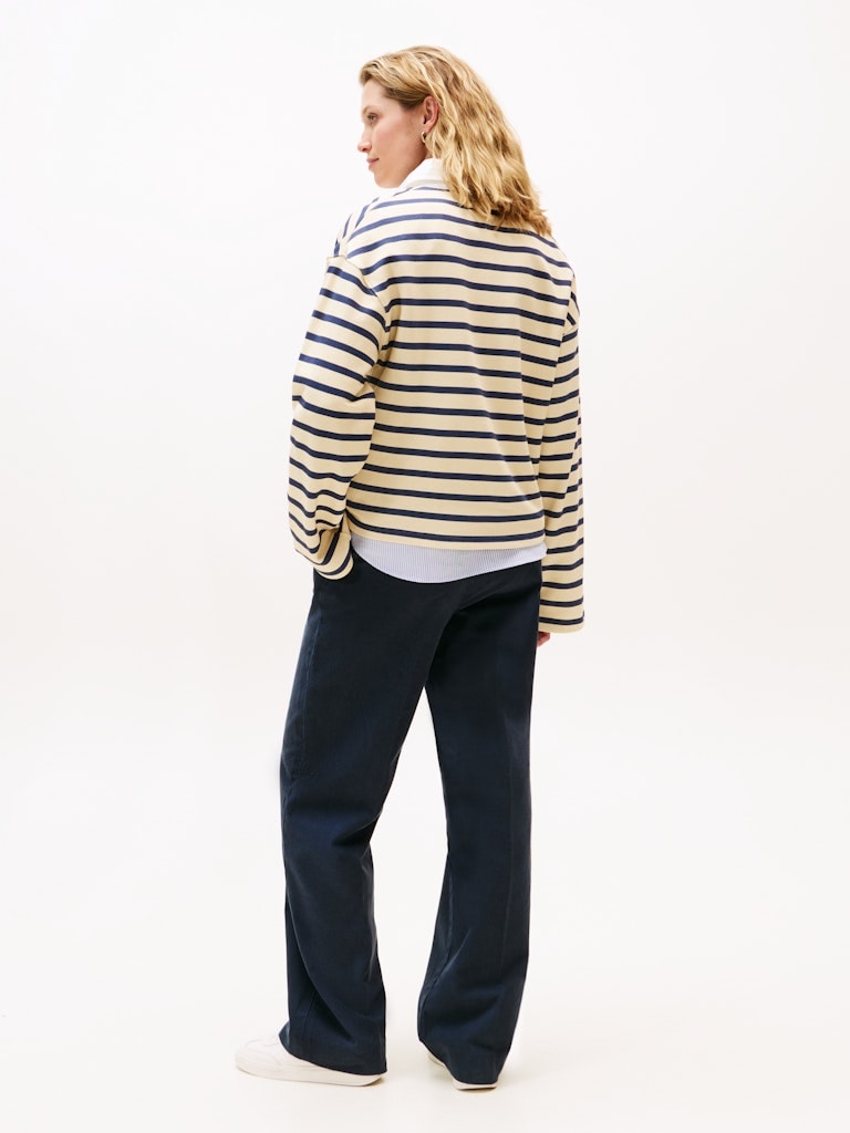 Tommy Hilfiger Kadın Kahverengi Polo Yaka Düğmeli Sweatshirt