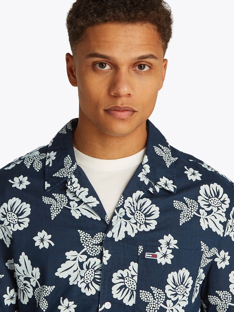 Tommy Hilfiger Pamuk Mavi Erkek Kısa Kollu Gömlek - DM0DM21351C1G