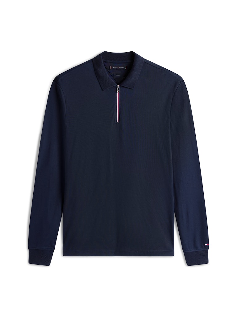 Tommy Hilfiger Erkek Fermuarlı Polo Yaka Lacivert T-Shirt