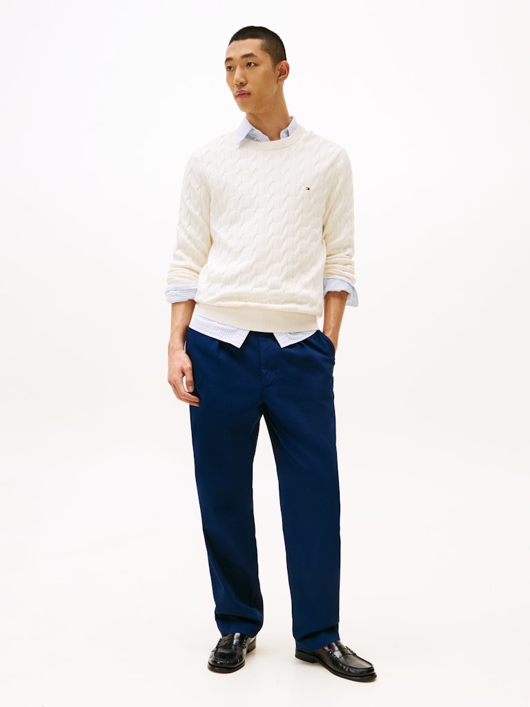Tommy Hilfiger Erkek Ekru  O Yaka  Triko