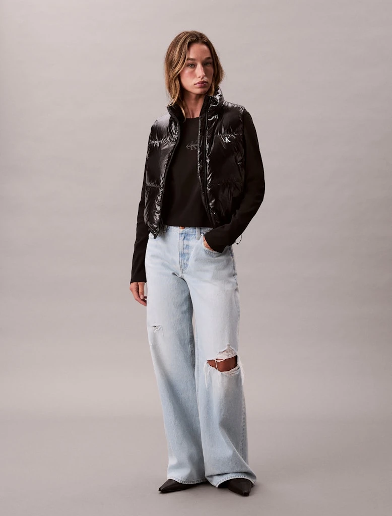 Calvin Klein Kadın Siyah  Puffer Boğazlı Yelek