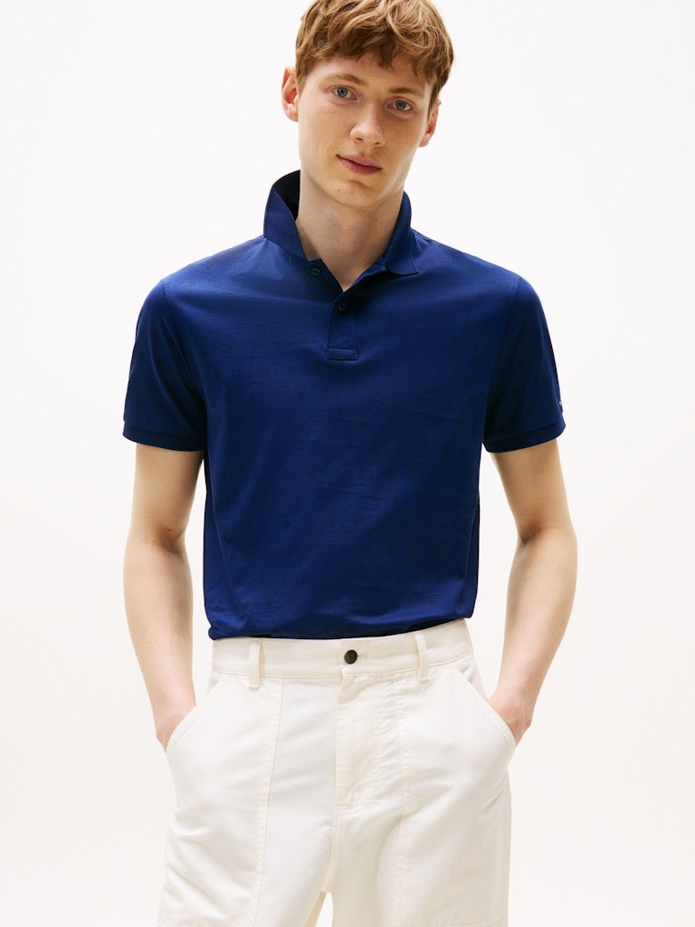 Tommy Hilfiger Erkek Mavi Fermuarlı Polo Yaka T Shirt - MW0MW395590GZ