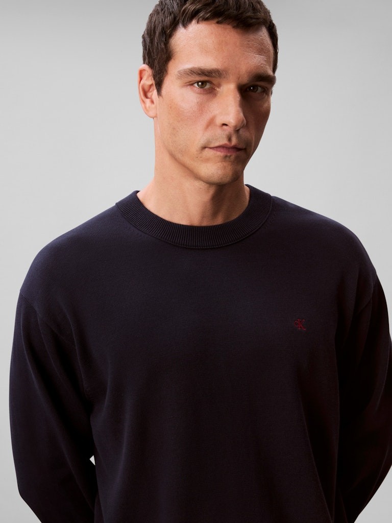 Calvin Klein Erkek Lacivert Pamuk O Yaka Triko