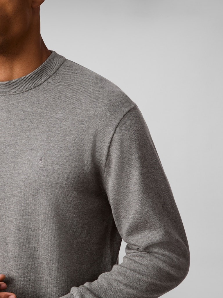 Calvin Klein Erkek Gri Pamuk O Yaka Triko