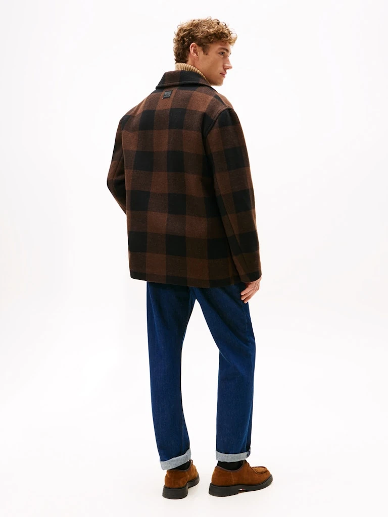 Tommy Hilfiger Erkek Kahverengi Yün  Düğmeli Mont