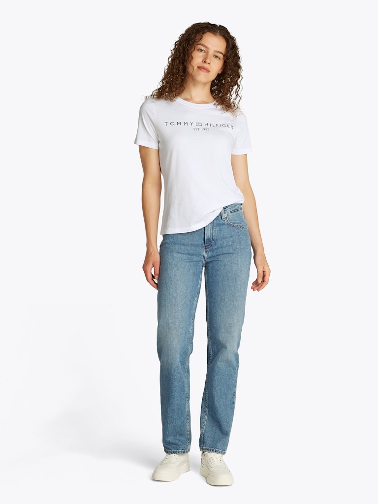 Tommy Hilfiger Rejeneratif Pamuk Beyaz Kadın Kısa Kollu T-Shirt