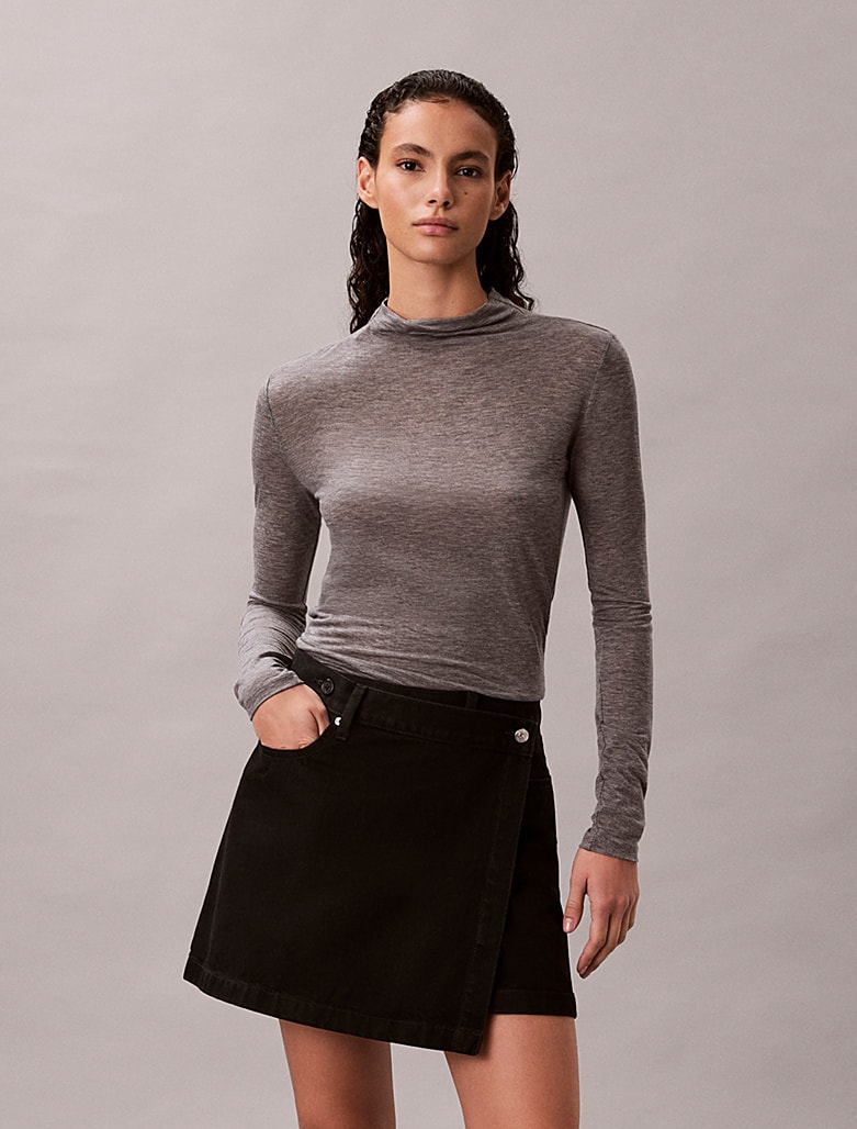 Calvin Klein Kadın Denim Siyah Mini Etek
