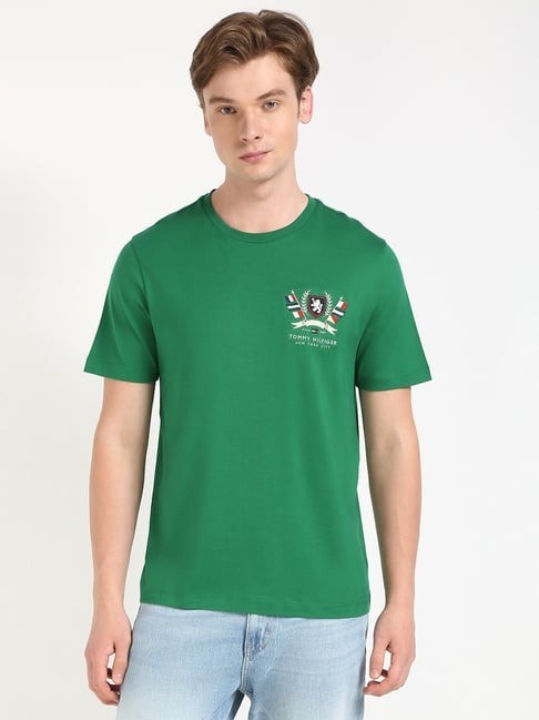 Tommy Hilfiger Pamuk Yeşil Erkek Kısa Kollu T-Shirt - MW0MW39970L4F