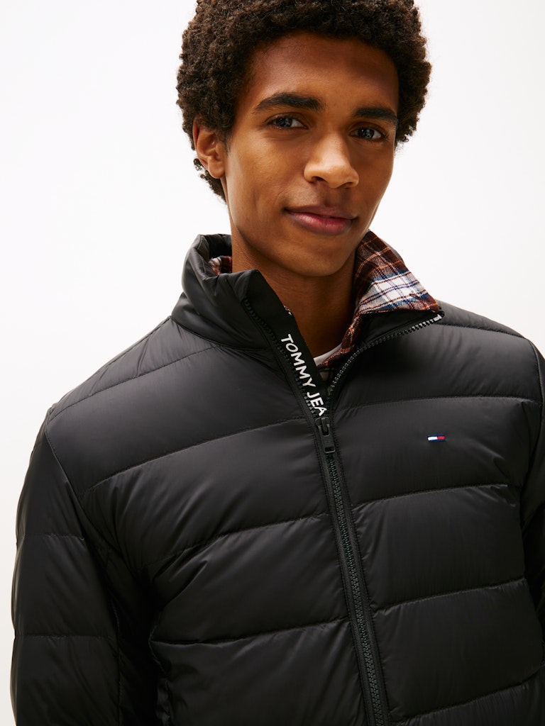 Tommy Hilfiger Erkek Kaz Tüyü Siyah Puffer Mont