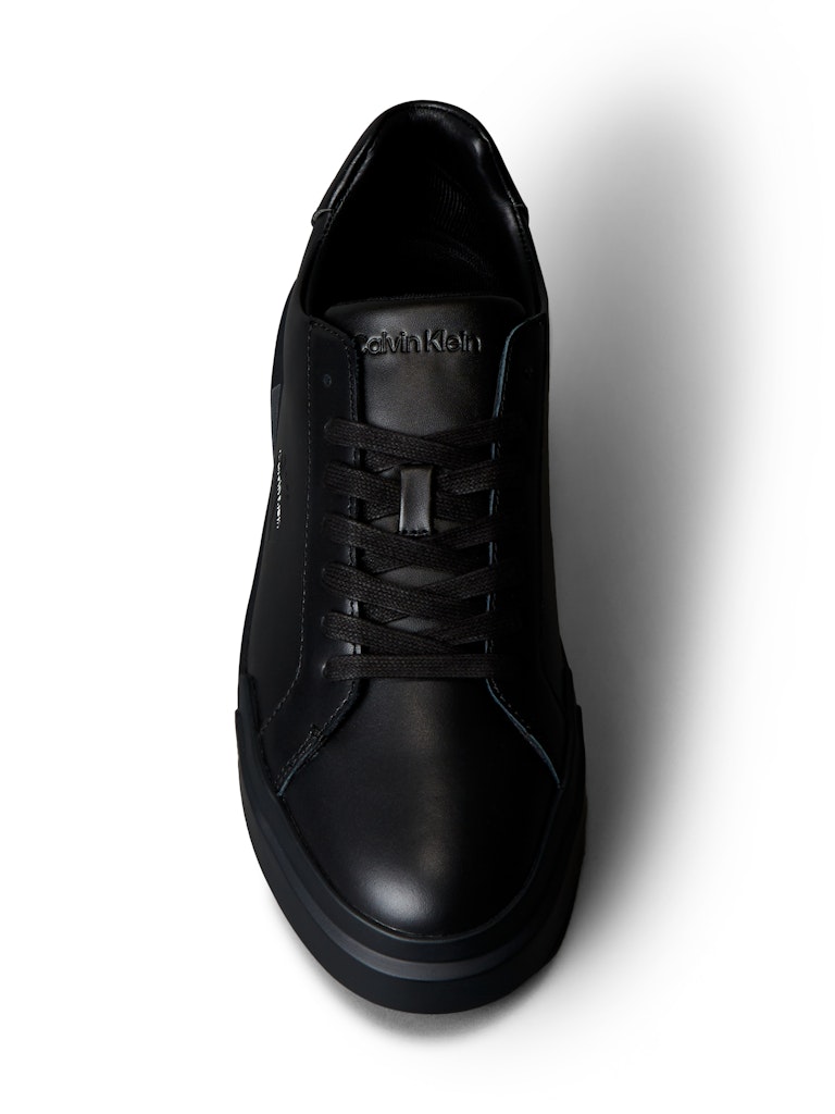 Calvin Klein Erkek Siyah Deri Kısa Taban Chunky Sneakers