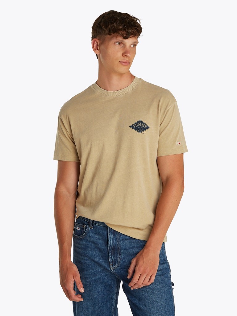 Tommy Hilfiger Pamuk Bej Erkek Kısa Kollu T-Shirt - DM0DM20806ACT