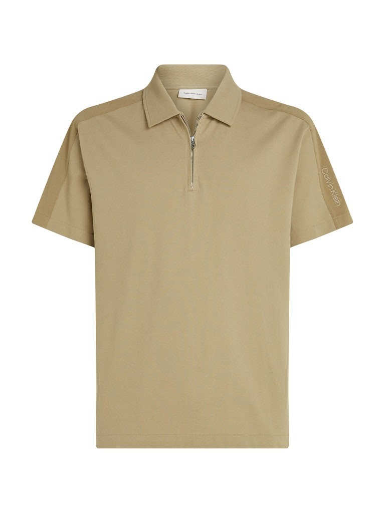 Calvin Klein Pamuk Bej Erkek Kısa Kollu Düğmeli Polo Yaka T-Shirt - J30J327240HI0
