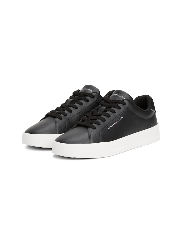 Tommy Hilfiger Deri Siyah Erkek Kısa Taban Sneakers