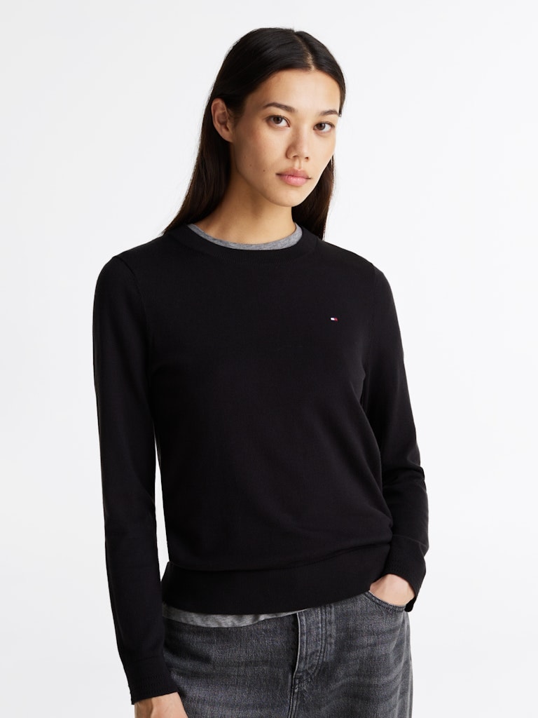 Tommy Hilfiger Kadın Siyah O Yaka Triko