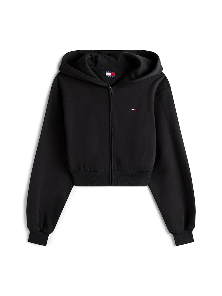 Tommy Hilfiger Kadın Tam Fermuar Kapşonlu Siyah Sweatshirt