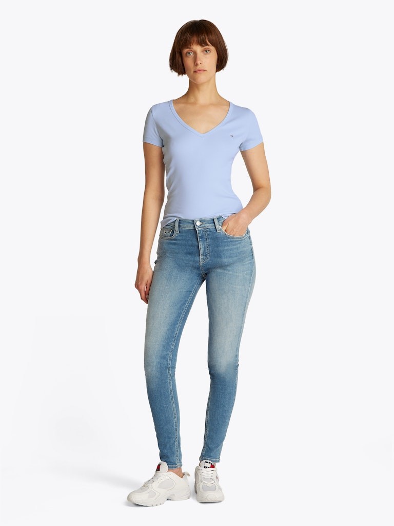 Tommy Hilfiger Rejeneratif Pamuk Mavi Kadın Kısa Kollu T-Shirt - DW0DW17385C3Q