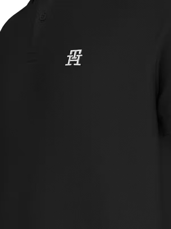 Tommy Hilfiger Organik Pamuk Siyah Erkek Kısa Kollu Düğmeli Polo Yaka T-Shirt - MW0MW33167BDS
