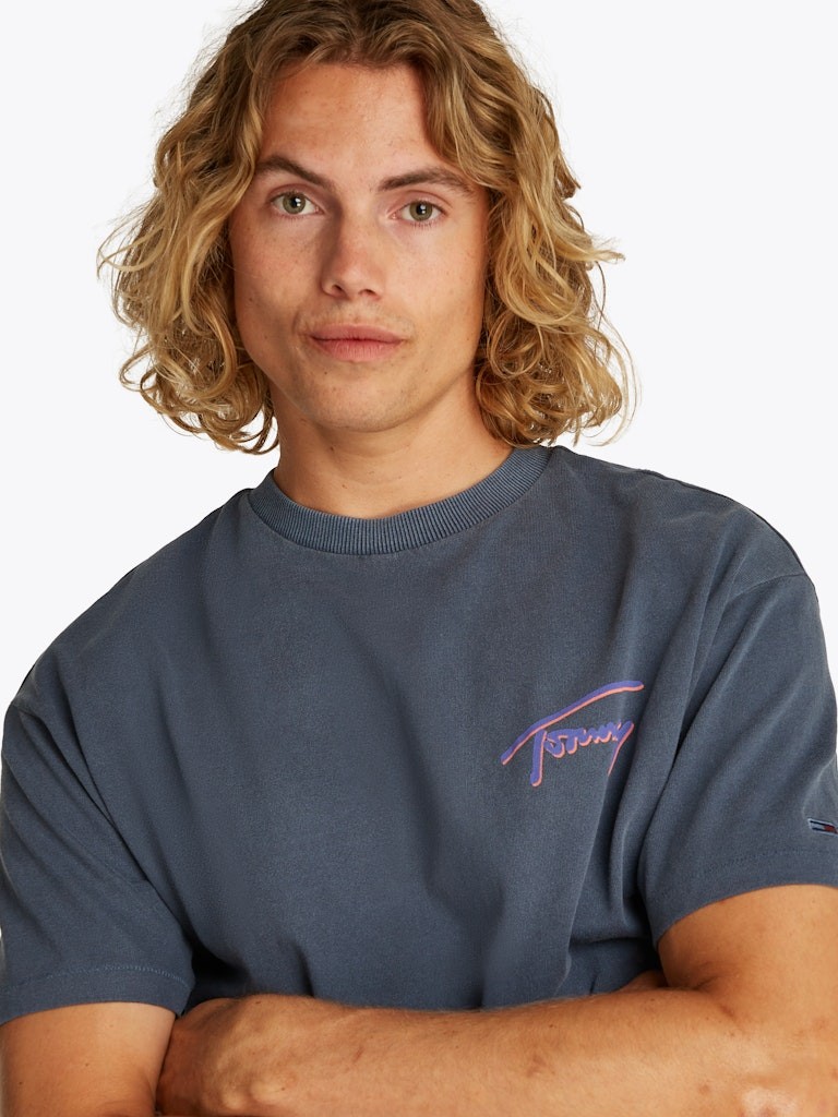 Tommy Hilfiger Rejeneratif Pamuk Mavi Erkek Kısa Kollu T-Shirt - DM0DM20768C1G