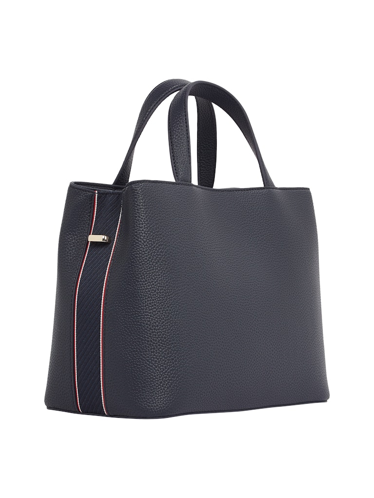 Tommy Hilfiger Kadın Çakıl Taşı Desenli Manyetik Kapamalı Şerit Detaylı Mavi Laptop & Evrak Çantası