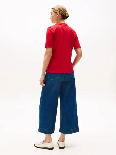 Tommy Hilfiger Kadın Logo İşlemeli Kırmızı Polo T-Shirt