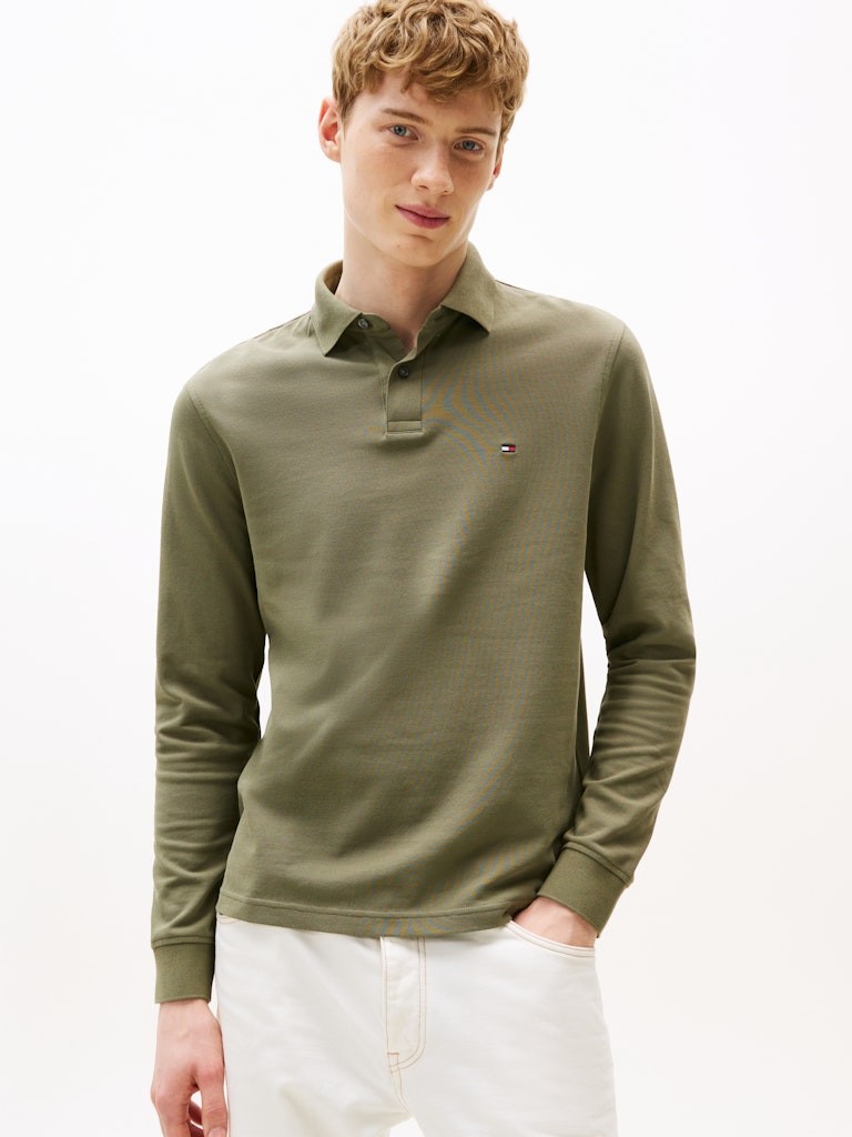 Tommy Hilfiger Erkek Haki Düğmeli Uzun Kollu Polo Yaka T Shirt - MW0MW20183PLI